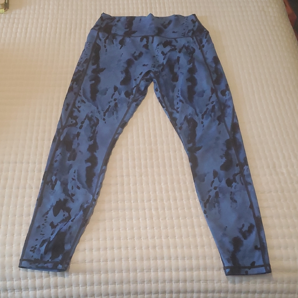 Blue Watercolor Print Leggings